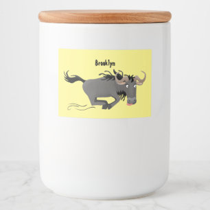 Etiqueta Para Comida Funny Wildebeest corriendo ilustracion personaliza
