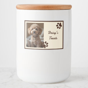 Etiqueta Para Comida Galletas para Perros Patas de Foto Marrón Beige Rú