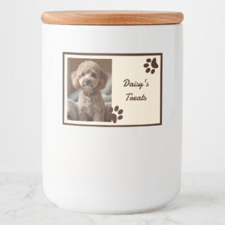 Etiqueta Para Comida Galletas para Perros Patas de Foto Marrón Beige Rú