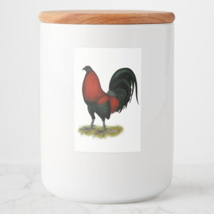 Etiqueta Para Comida Gallo Rojo Negro de Juego Americano