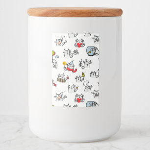 Etiqueta Para Comida Gatos divertidos, leche y magia.