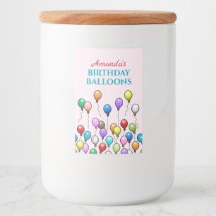 Etiqueta Para Comida Globos de Cumpleaños