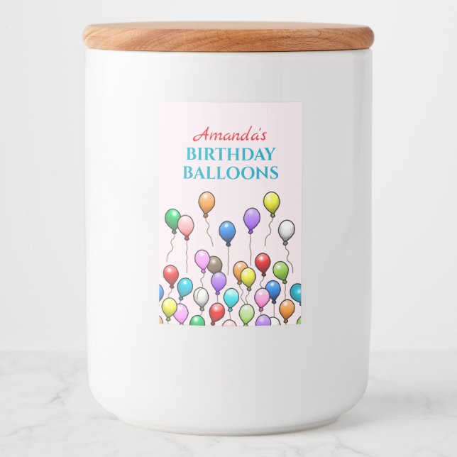 Etiqueta Para Comida Globos de cumpleaños (Anverso)
