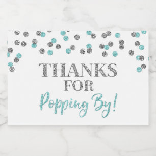 Etiqueta Para Comida Gracias por comprar con plata luz azul Confetti