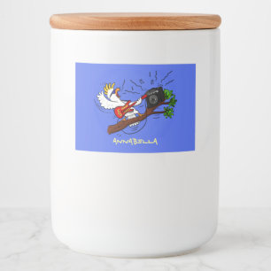 Etiqueta Para Comida Graciosa cacatúa tocando el personalizado de guita