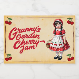 Etiqueta Para Comida Granny's Garden Cherry Jam - Vintage