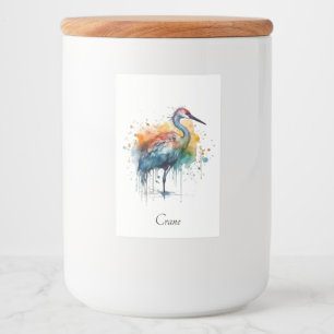 Etiqueta Para Comida Grulla Elegante: Arte de Acuarela, personalizado