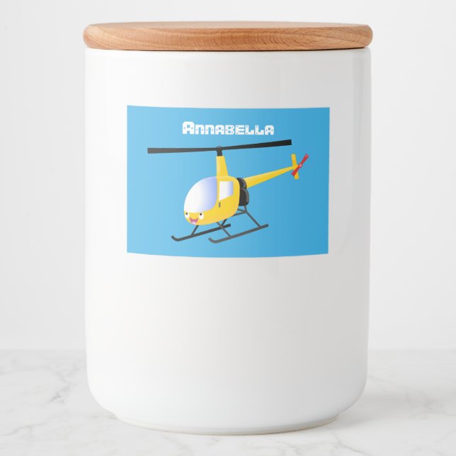 Etiqueta Para Comida Helicóptero de personalizado alegre amarillo lindo (Anverso)