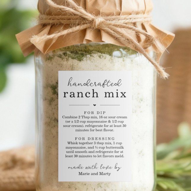Etiqueta Para Comida Homemade Ranch Mix Gift Labels (Subido por el creador)