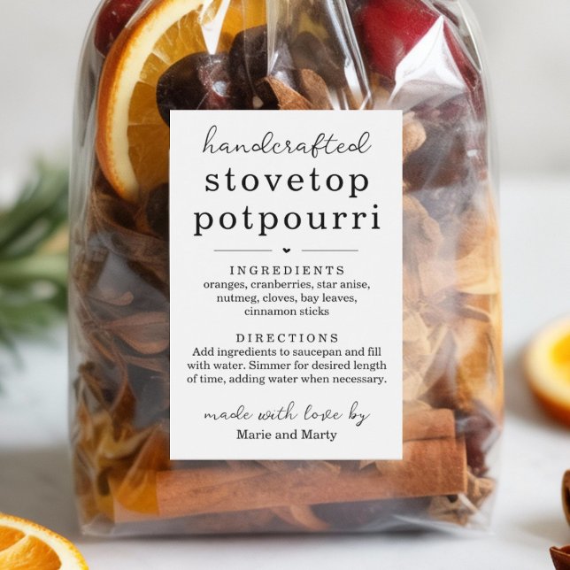 Etiqueta Para Comida Homemade Stovetop Potpourri Gift Labels (Subido por el creador)