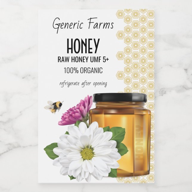 Etiqueta Para Comida Honeybee Honey Jar (Etiqueta única)
