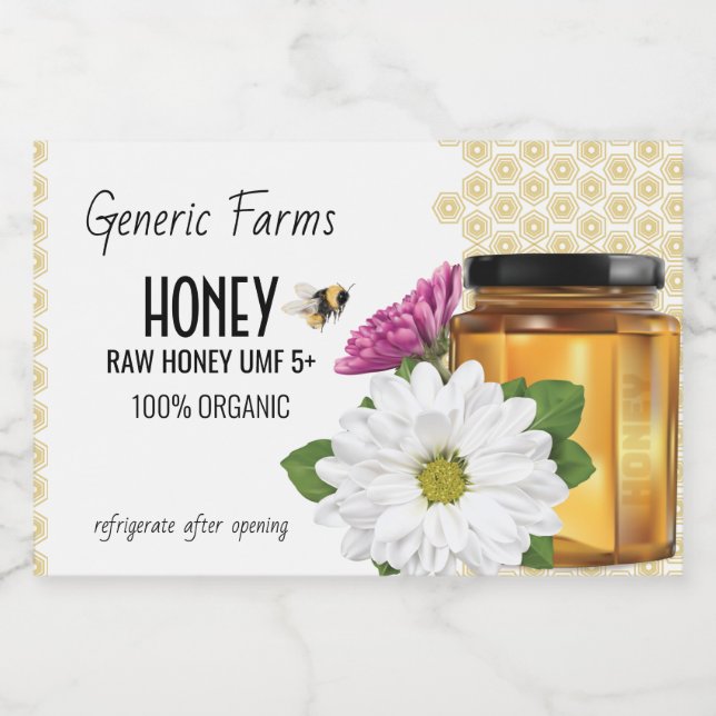 Etiqueta Para Comida Honeybee Honey Jar (Etiqueta única)