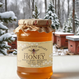 Etiqueta Para Comida Honeycomb Pure Local Honey Amarillo