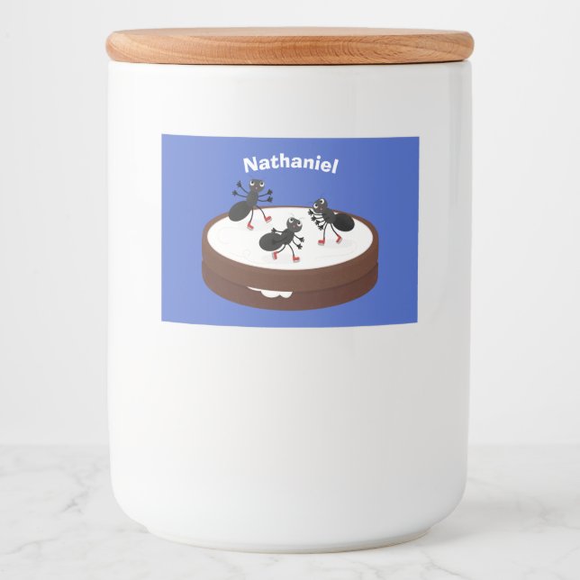 Etiqueta Para Comida Hormigas felices patinando hielo en personalizado  (Anverso)