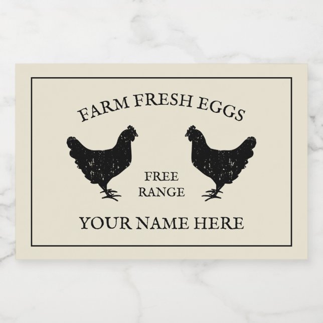 Etiqueta Para Comida Huevos frescos de granja silhouth pollo (Etiqueta única)