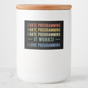 Etiqueta Para Comida I Hate Programation - Divertido Programador I