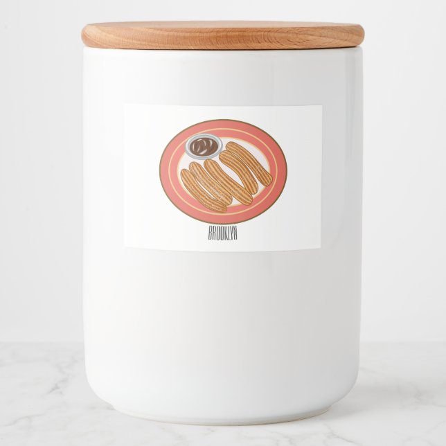 Etiqueta Para Comida Ilustracion Churro personalizado (Anverso)