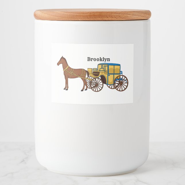 Etiqueta Para Comida Ilustracion de caballos y carruajes reales (Anverso)