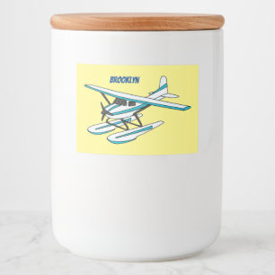 Etiqueta Para Comida Ilustracion de hidroavión azul blanco