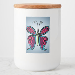 Etiqueta Para Comida Ilustración de Mariposa Colorida