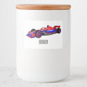 Etiqueta Para Comida Ilustracion de personalizado de coches de carreras