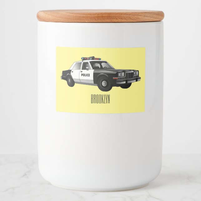 Etiqueta Para Comida Ilustracion de personalizado de coches de policía (Anverso)
