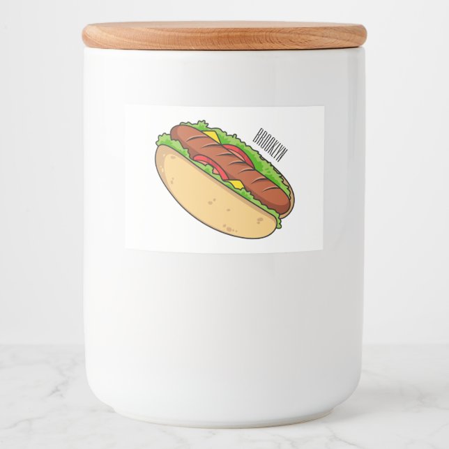 Etiqueta Para Comida Ilustracion de personalizado de hot dog (Anverso)