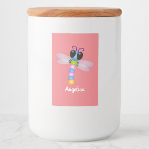 Etiqueta Para Comida Ilustracion de personalizado de libélula azul y ro