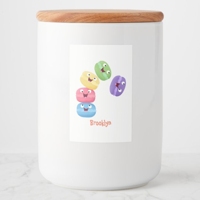 Etiqueta Para Comida Ilustracion de personalizado de macarons graciosos (Anverso)