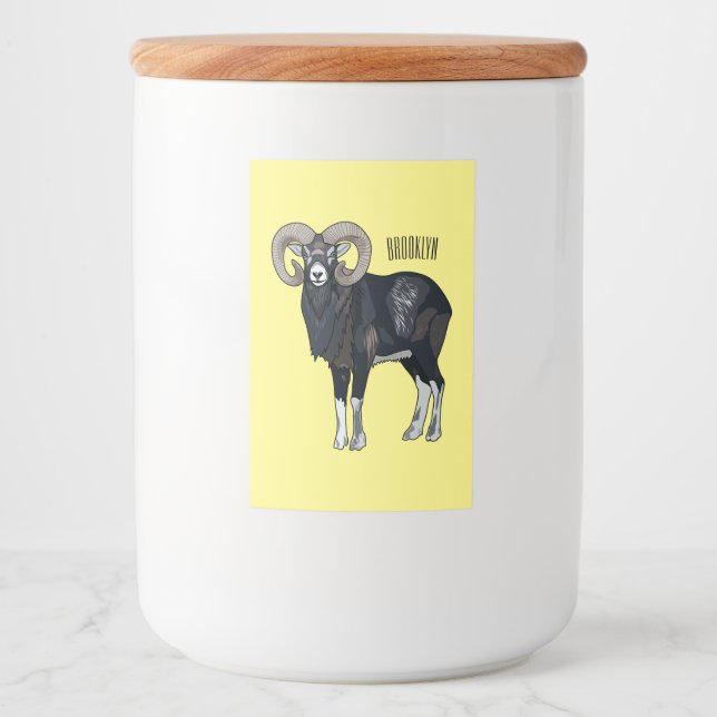 Etiqueta Para Comida Ilustracion de personalizado de ovino Mouflon (Anverso)