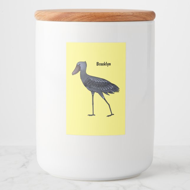 Etiqueta Para Comida Ilustracion de personalizado de pájaro Shoebill (Anverso)