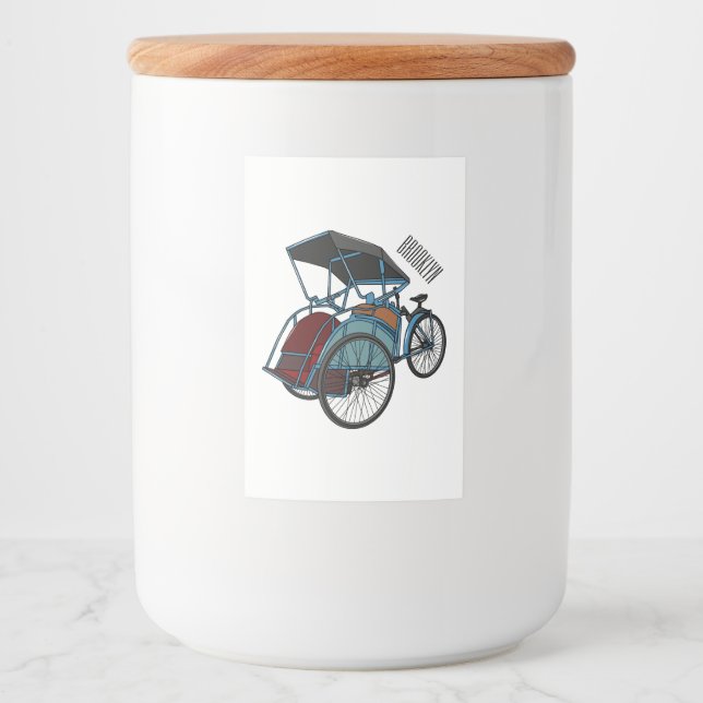 Etiqueta Para Comida Ilustracion de personalizado de rickshaw en bicicl (Anverso)