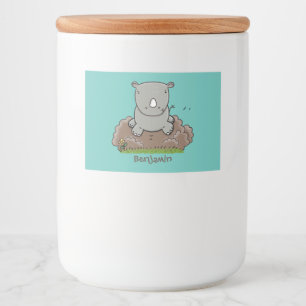 Etiqueta Para Comida Ilustracion de personalizado de rinocerontes