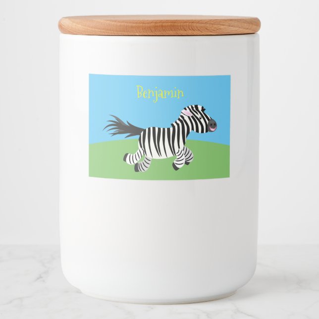 Etiqueta Para Comida Ilustracion de personalizado de zebra graciosa (Anverso)