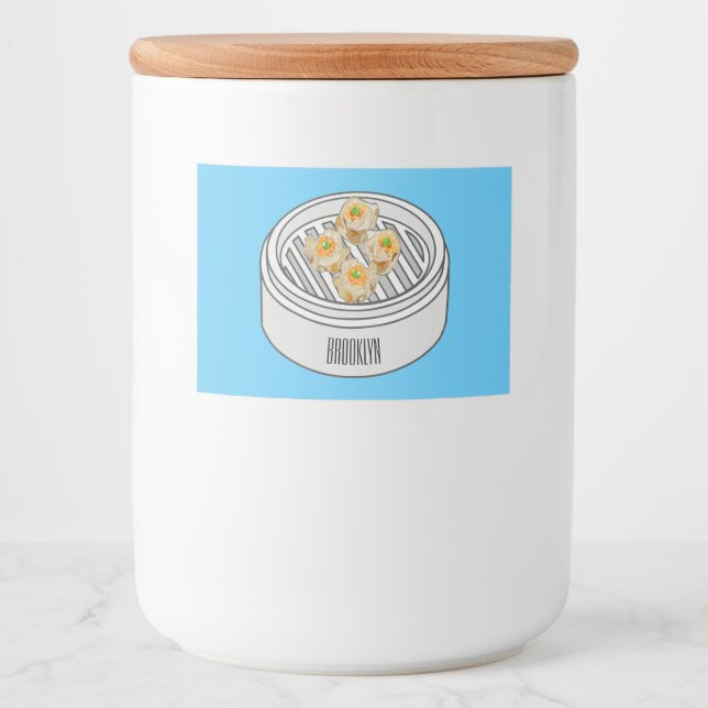 Etiqueta Para Comida Ilustracion de Shumai dim sum personalizado (Anverso)