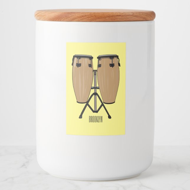 Etiqueta Para Comida Ilustracion personalizado Bongo drum (Anverso)
