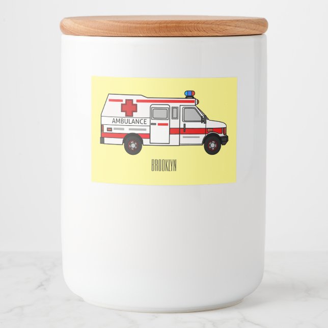 Etiqueta Para Comida Ilustracion personalizado de ambulancia (Anverso)