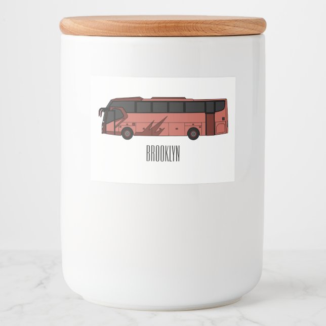 Etiqueta Para Comida Ilustracion personalizado de autobús (Anverso)