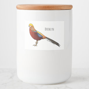 Etiqueta Para Comida Ilustracion personalizado de aves de faisán dorado