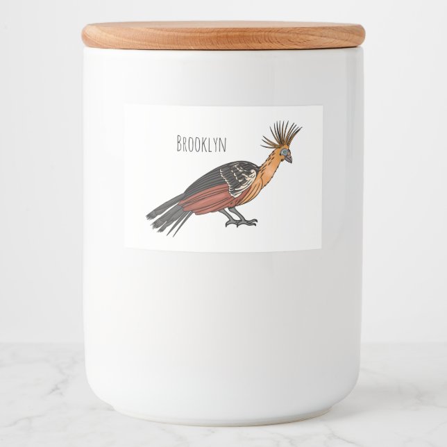 Etiqueta Para Comida Ilustracion personalizado de aves de Hoatzin (Anverso)