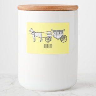 Etiqueta Para Comida ilustracion personalizado de caballos y carruajes