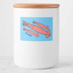 Etiqueta Para Comida Ilustracion personalizado de calamar rosa feliz