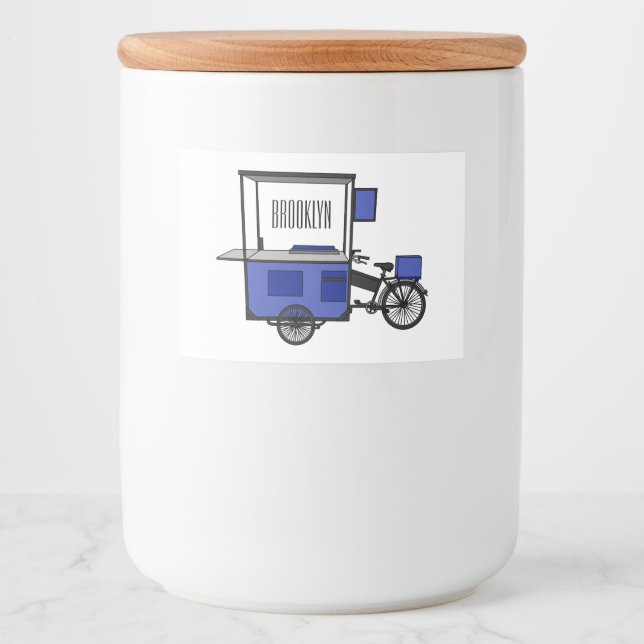 Etiqueta Para Comida Ilustracion personalizado de carrito de alimentos (Anverso)