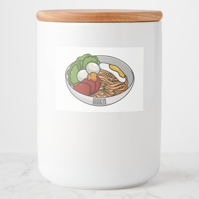 Etiqueta Para Comida Ilustracion personalizado de fideos (Anverso)