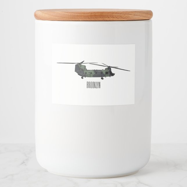 Etiqueta Para Comida Ilustracion personalizado de helicóptero del ejérc (Anverso)