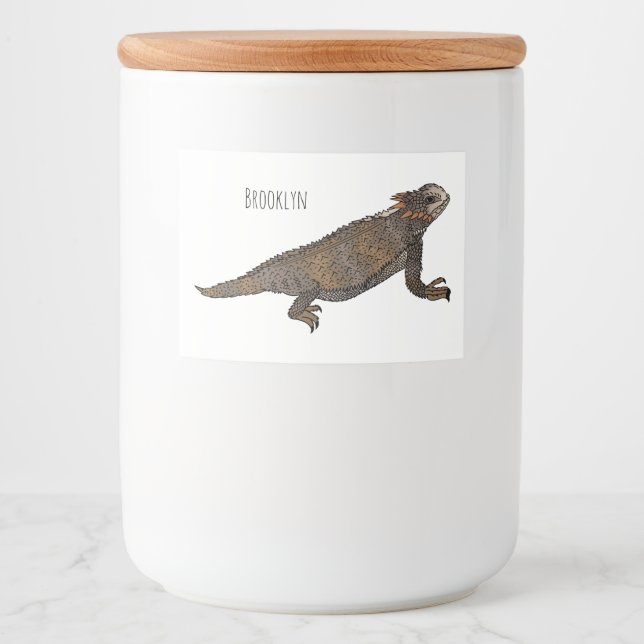 Etiqueta Para Comida Ilustracion personalizado de lagarto de cuerno de  (Anverso)