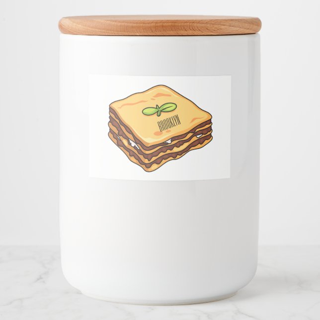 Etiqueta Para Comida Ilustracion personalizado de Lasagna (Anverso)