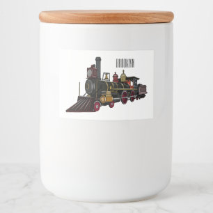 Etiqueta Para Comida Ilustracion personalizado de locomotora de vapor