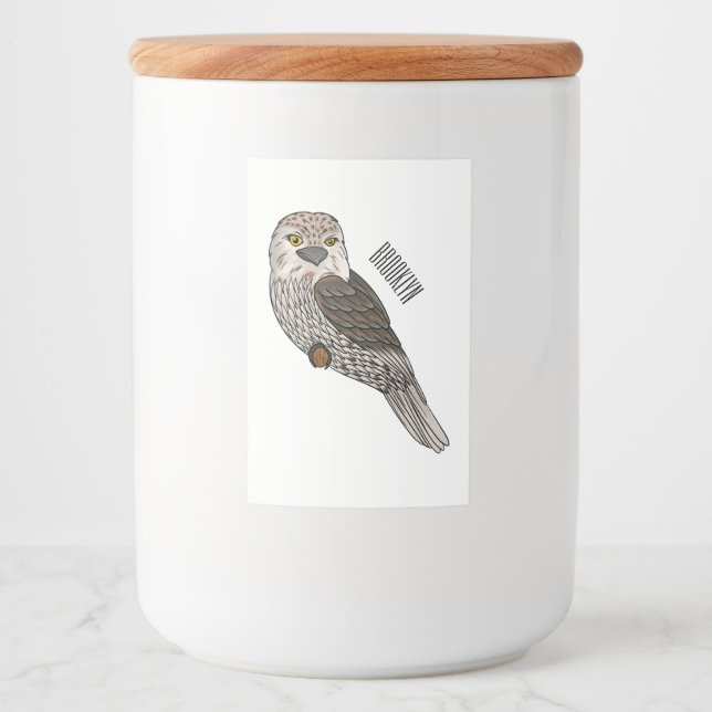 Etiqueta Para Comida Ilustracion personalizado de pájaro de Tawny (Anverso)