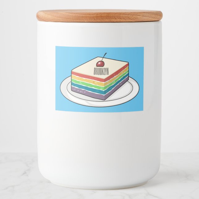 Etiqueta Para Comida Ilustracion personalizado de pastel de arcoiris (Anverso)